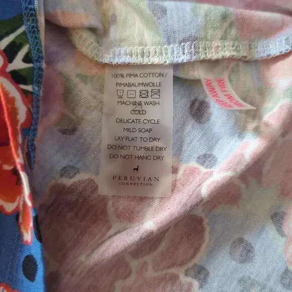 Peruvian Connection Kaffe Fassett Chelsea Floral Polka Dot Multicolor Top Size S - Picture 7 of 7